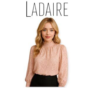 🌸 Glow in Blush & Silver! Elegant Ladaire Viscose Blend Blouse, Size S